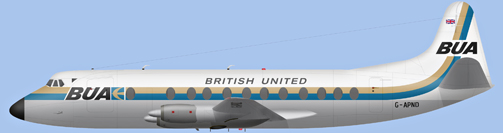 David Carter illustration of British United Airways Viscount G-APND